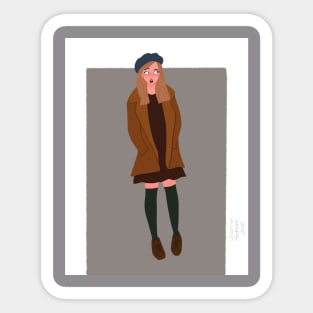 The girl in the coat Sticker